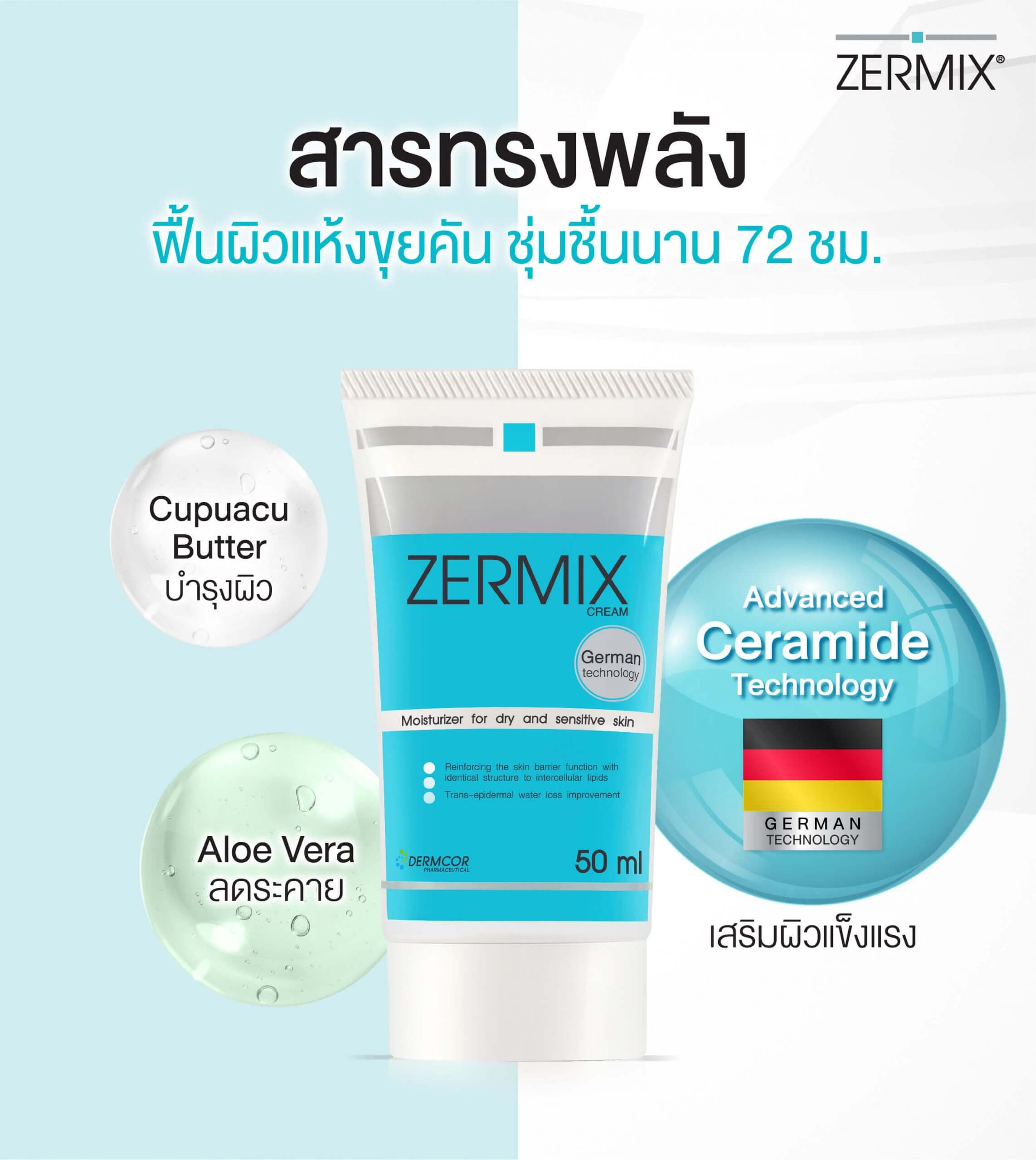 Zermix Cream ครีมเซราไมด์เข้มข้น สำหรับผิวแห้ง | Zermix